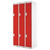 LINK51 Standard Mild Steel Locker with 2 Doors Standard Deadlock Lockable with Key 3 300 x 450 x 1800 mm Grey & Red