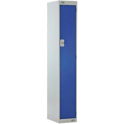 LINK51 Standard Mild Steel Locker with 1 Door Standard Deadlock Lockable with Key 300 x 450 x 1800 mm Grey & Blue
