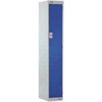 LINK51 Standard Mild Steel Locker with 1 Door Standard Deadlock Lockable with Key 300 x 450 x 1800 mm Grey & Blue