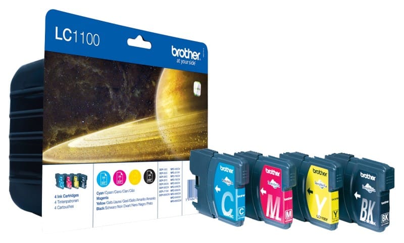Brother LC1100 VP Original Ink Cartridge Black, Cyan, Magenta, Yellow Pack of 4 Multipack
