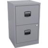 Bisley Steel Filing Cabinet with 2 Lockable Drawers 413 x 400 x 672 mm Goose Grey