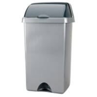 ADDIS Waste Bin Metallic Silver 34 x 32 x 68 cm