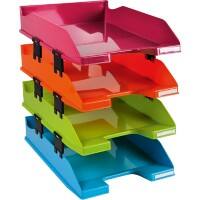 Exacompta Letter Tray PS (Polystyrene) Stackable A4+ Assorted Pack of 4