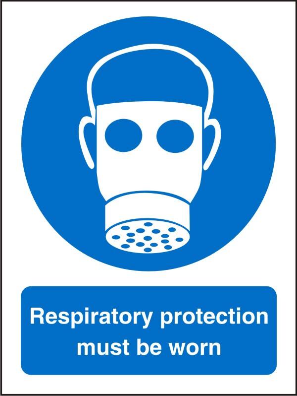 Mandatory Sign Respiratory protection must be worn Adhesive Plastic 20 x 15 cm