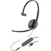 Plantronics 3215 Wired Headset Over the Head With Noise Cancellation USB Type A With Microphone Black