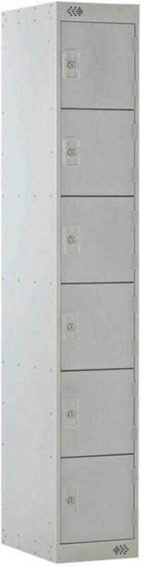LINK51 Steel Locker 6 Doors 1 nest Key lock 300 x 450 x 1,800 mm Grey