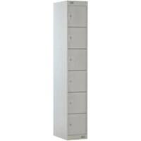 LINK51 Standard Mild Steel Locker with 6 Doors Standard Deadlock Lockable with Key 300 x 450 x 1800 mm Grey