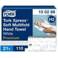 Tork Xpress Premium Hand Towels H2 M-fold White 2 Ply 100288 Pack of 21 of 110 Sheets