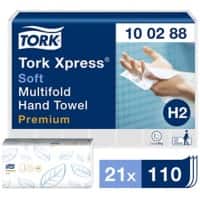 Tork Folded Hand Towels H2 Xpress Premium 2 Ply M-fold White 110 Sheets Pack of 21
