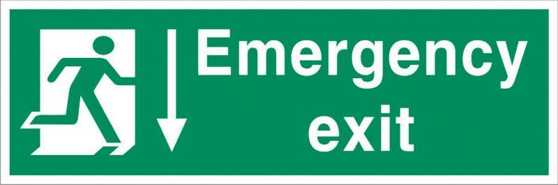 Fire Exit Sign Emergency Exit Wall Mounted PVC (Polyvinyl Chloride) 60 x 20 cm