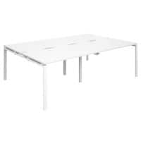 Dams International Rectangular Double Back to Back Desk with White Melamine Top and White Frame 4 Legs Adapt II 2400 x 1600 x 725 mm