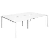 Dams International Rectangular Double Back to Back Desk with White Melamine Top and White Frame 4 Legs Adapt II 2400 x 1600 x 725 mm