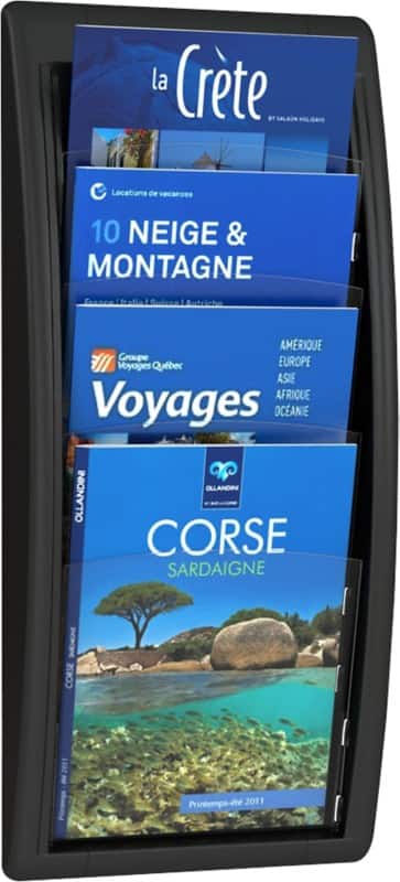 Paperflow A4 Literature Display Wall Mounted Black 4061.01 29 x 9.5 x 65.7 cm