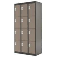 LINK51 Standard Mild Steel Locker with 4 Doors Standard Deadlock Lockable with Key 3 300 x 450 x 1800 mm Coffee & Cream