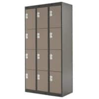 LINK51 Steel Locker 4 Doors 3 nests Key lock 900 x 450 x 1,800 mm Brown, Cream