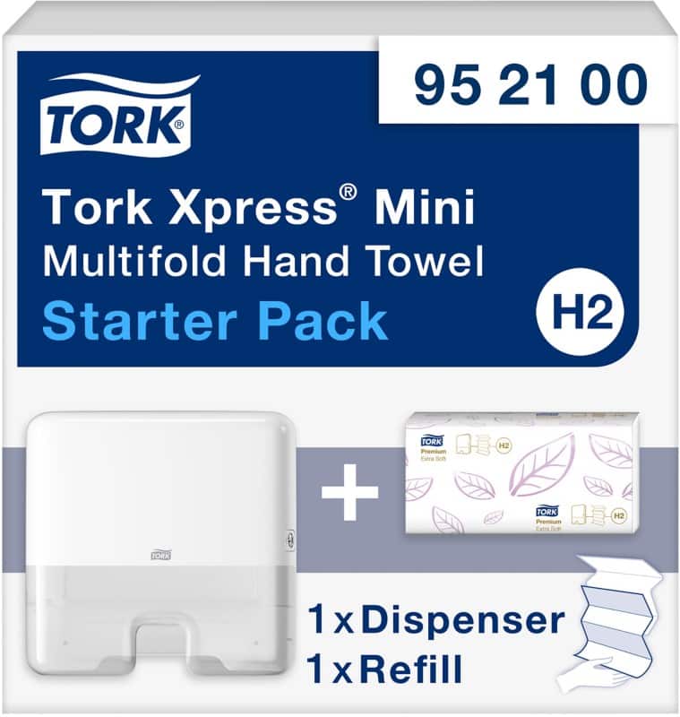 Tork Xpress Mini 952100 H2 Paper Hand Towel Dispenser Plastic Lockable Manual White