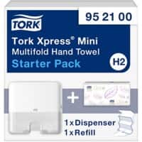Tork Hand Towel Dispenser and Hand Towels H2 Xpress Starterpack Plastic Wall Mountable White 29.5 x 10.1 x 30.2 cm
