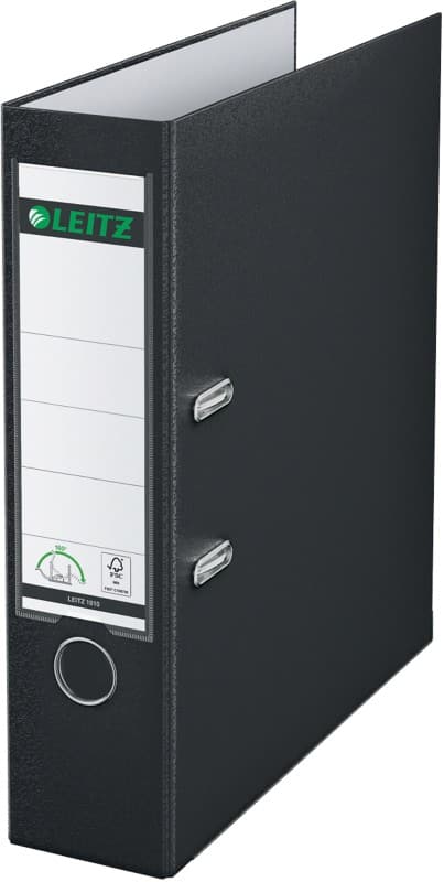 Leitz 180° Wide Lever Arch File A4 82 mm Black 2 Rings 1010 Polypropylene Portrait