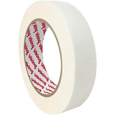 Viking Masking Tape White 25 mm (W) x 50 m (L) Crepe Paper Low Noise