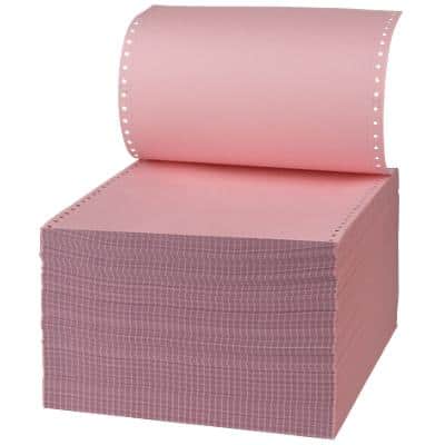 Computer Listing Paper Perforated 51 gsm Pink, White 1000 Sheets