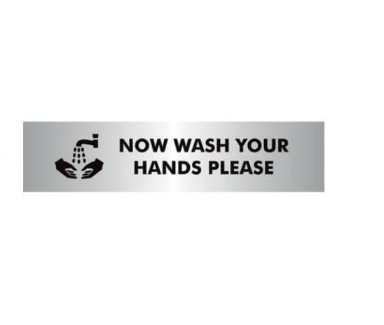 Sign Wash Hands Wall Mounted PVC (Polyvinyl Chloride) 19 x 4.5 cm