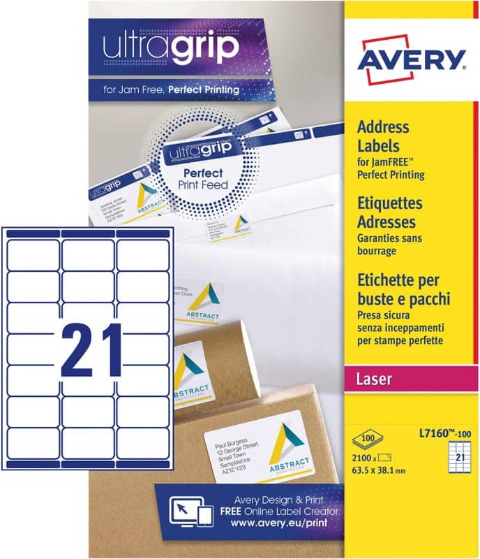 Avery L7427 Fabric Print & Divide Name Badges Labels for Laser Printers 88  x 52mm 150 Labels