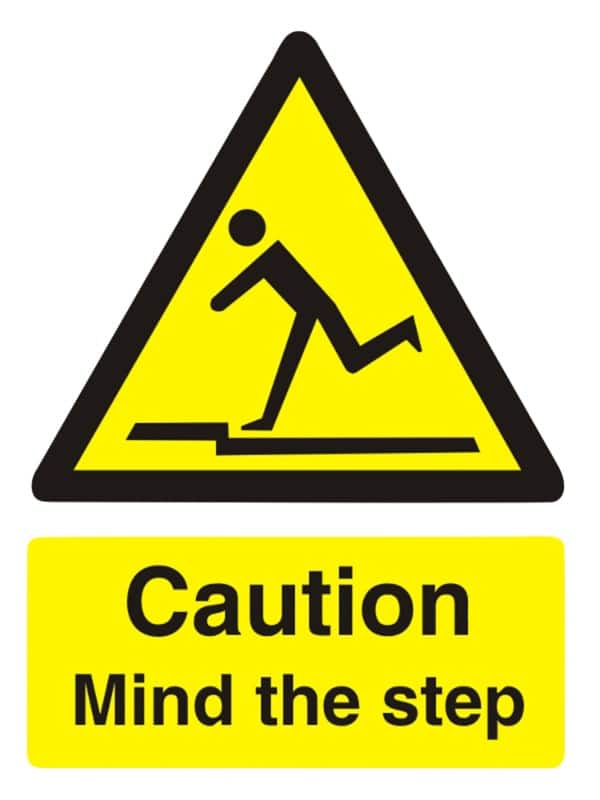 Warning Sign Mind The Step Adhesive Plastic 20 x 15 cm