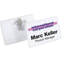 DURABLE Standard Name Badge with Combi Clip Landscape 75 x 40 mm Pack of 50