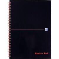 OXFORD Black n' Red A4 Wirebound Hardback Notebook Ruled Perforated 140 Sheets