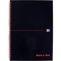 OXFORD Notebook Black n' Red A4 Ruled Spiral Bound Cardboard Hardback Black, Red Perforated 140 Pages 70 Sheets