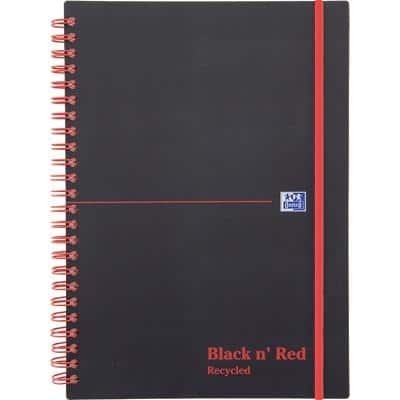 OXFORD Notebook Black n' Red A5 Ruled Spiral Bound PP (Polypropylene) Hardback Black, Red Perforated 140 Pages 70 Sheets