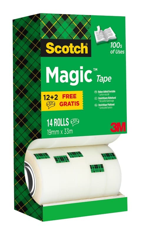 Scotch Tape Scotch Magic 810 Transparent 19 mm (W) x 33 m (L) PP (Polypropylene) Pack of 14