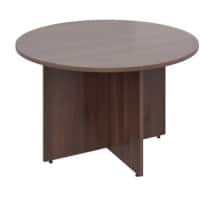 Dams International Circular Meeting Room Table with Walnut Coloured MFC & Aluminium Top and White Frame RT12W 1200 x 1200 x 725 mm