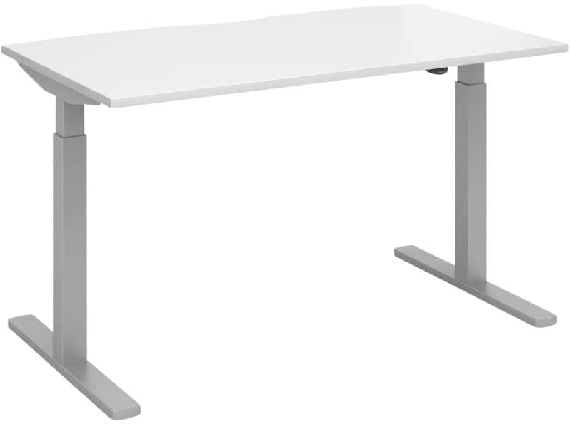 Elev8² Sit Stand Single Desk with White Melamine Top and Silver Frame 2 Legs Mono 1400 x 800 x 675 - 1175 mm