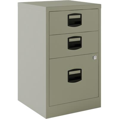 Bisley Steel Filing Cabinet with 3 Lockable Drawers 413 x 400 x 672 mm Goose Grey