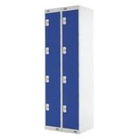 LINK51 Steel Locker 4 Doors 2 nests Key lock 600 x 450 x 1,800 mm Blue, Grey