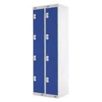 LINK51 Standard Mild Steel Locker with 4 Doors Standard Deadlock Lockable with Key 2 300 x 450 x 1800 mm Grey & Blue