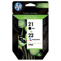 HP 21/22 Original Ink Cartridge SD367AE Black, Cyan, Magenta, Yellow Pack of 2 Multipack