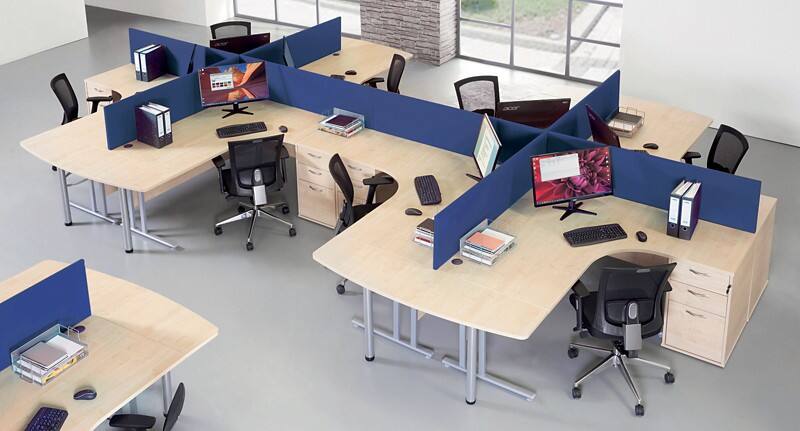 Dams International Desktop Straight Screens ES1600S-B Fabric Wrapped 1600 x 30 x 400 mm Blue