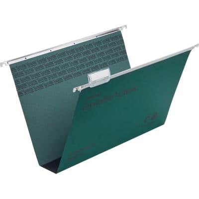 Rexel Crystalfile Classic Vertical Suspension File 71750 Foolscap U Base 50 mm 230 gsm Green 100% Recycled Manilla Pack of 50