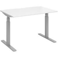 Elev8 Rectangular Sit Stand Single Desk with White Melamine Top and Silver Frame 2 Legs Touch 1200 x 800 x 675 - 1300 mm