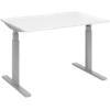 Elev8 Rectangular Sit Stand Single Desk with White Melamine Top and Silver Frame 2 Legs Touch 1200 x 800 x 675 - 1300 mm