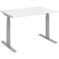 Elev8 Rectangular Sit Stand Single Desk with White Melamine Top and Silver Frame 2 Legs Touch 1200 x 800 x 675 - 1300 mm