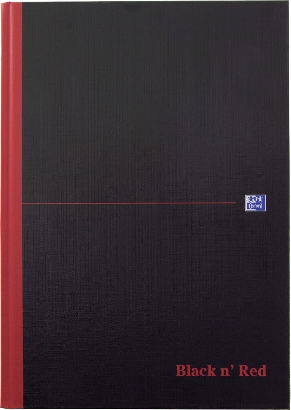 OXFORD Notebook Black n' Red A4 Ruled Casebound Cardboard Hardback Black, Red 192 Pages