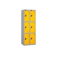 LINK51 Steel Locker 3 Doors 2 nests Key lock 600 x 450 x 1,800 mm Grey, Yellow