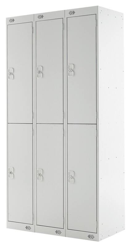 LINK51 Steel Locker 2 Doors 3 nests Key lock 900 x 450 x 1,800 mm Grey