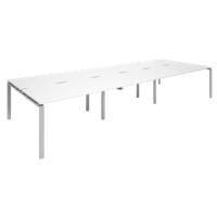 Dams International Rectangular Triple Back to Back Desk with White Melamine Top and Silver Frame 4 Legs Adapt II 4200 x 1600 x 725 mm