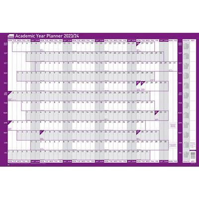SASCO Mounted Academic Year Planner 2022, 2023 Landscape Purple 91.5 x 61 cm