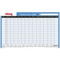 Viking Unmounted Holiday Planner 2025 Yearly English 74.8 (W) x 48.3 (H) cm Blue