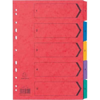 Exacompta Indices 5 Part A4 Assorted 5 Part Perforated Card 1 to 5